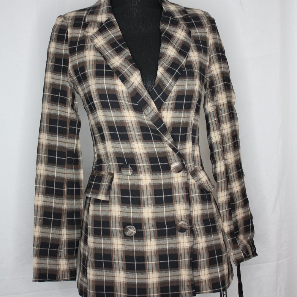 Pretty Little Things, Black Check Print Blazer